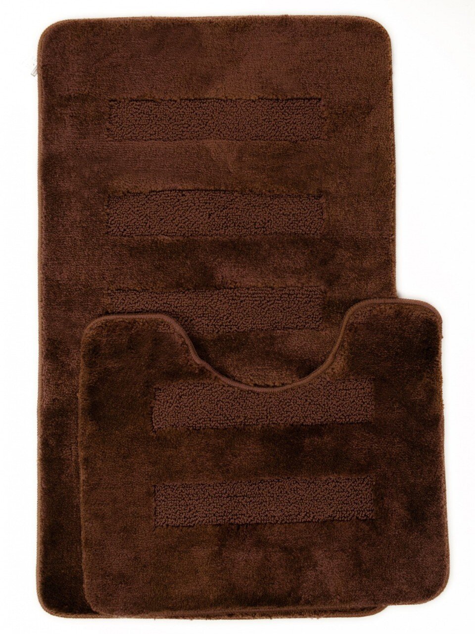 Комплект ковриков для ванной, антискользящий, 2 шт, 0.5х0.8, 0.4х0.5 м, 20 мм, темно-коричневый, Aqua-Prime, Melany
