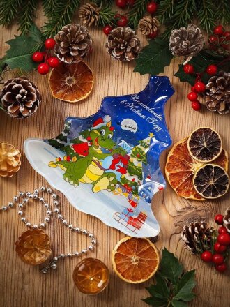 Блюдо стекло, в форме елки, 20.5х20.8 см, Волшебства в новом году, Daniks