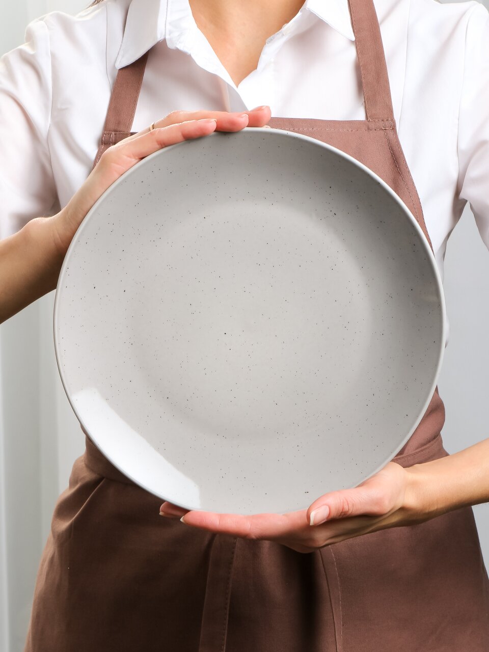 Тарелка обеденная, фарфор, 26 см, Серый туман, Daniks, 15ТП26004