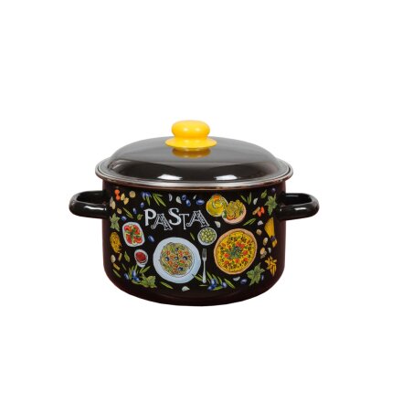 Кастрюля эмалированная сталь, 5.5 л, крышка сталь, цилиндрическая, СтальЭмаль, Паста, 1RD221M, индукция