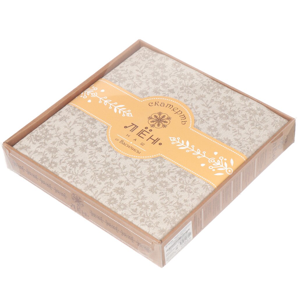 Скатерть 150х150 см, 100% лен, жаккард, Василиса, Мелкая ромашка рис в ассортименте, в ассортименте, 184399