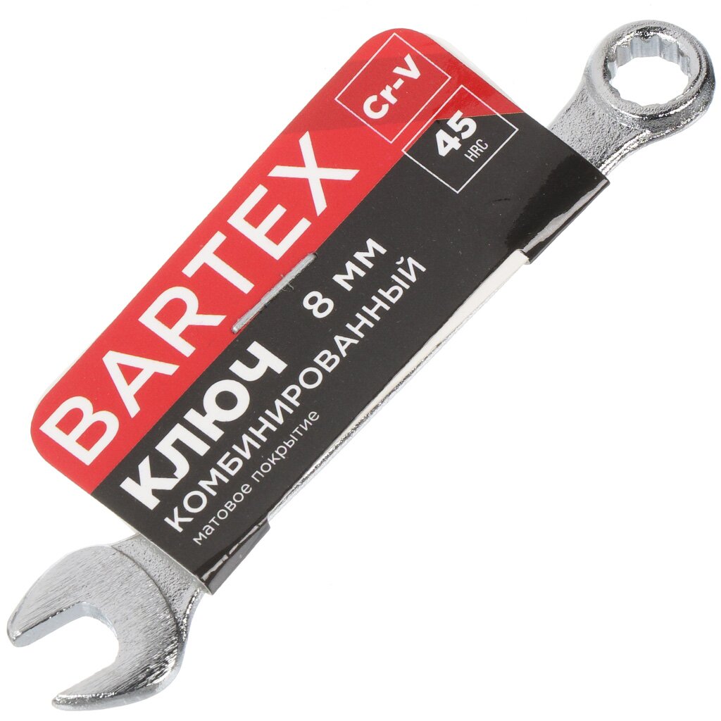 Ключ комбинированный, Bartex, 8 мм, CrV сталь, Эко ключ комбинированный трещоточный pro startul 15 мм сатинированный pro 7015