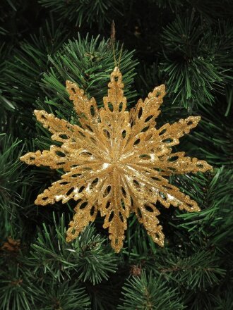 Елочное украшение Снежинка, золотое, 7.5 см, SYYKLA-182286