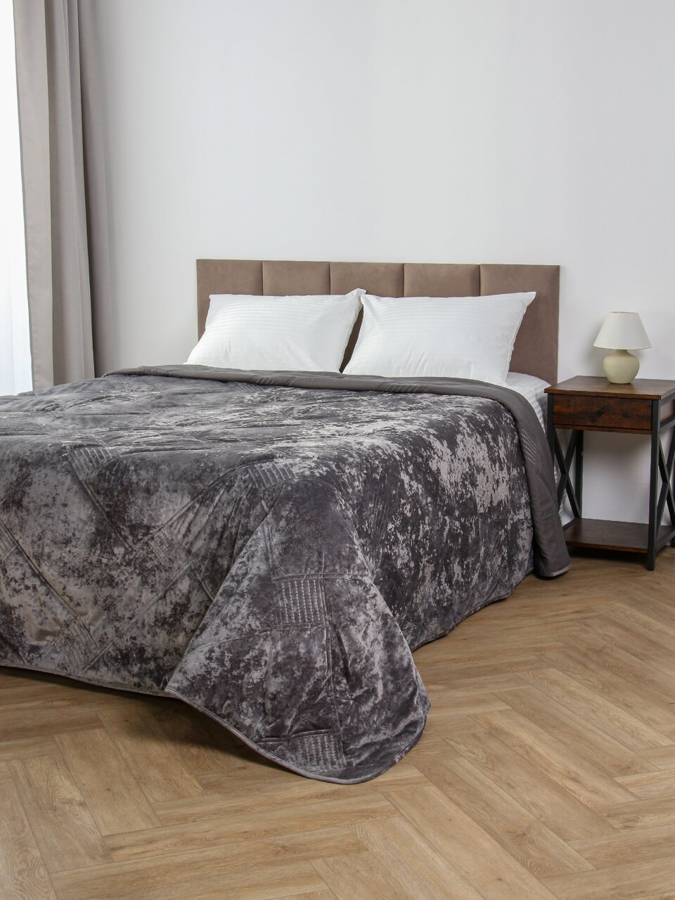 Покрывало евро, 240х260 см, 100% полиэстер, Silvano, Trento, темно-серое