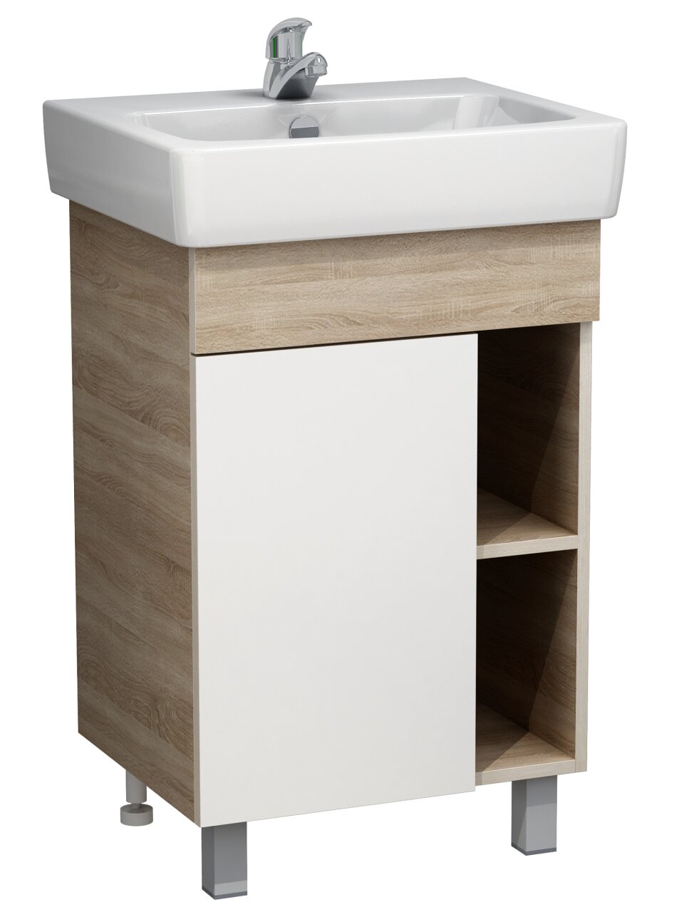 Тумба ЯМебель, Ника 55(Нео 55), 493*408*760, белый/дуб Бардолино