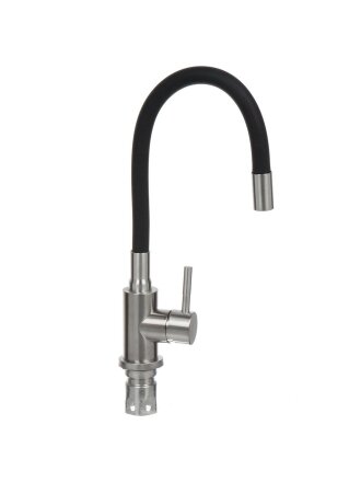 Смеситель для кухни, Антей, Дюна, гибкий излив, с картриджем, черный, 511518-ANT