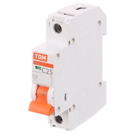 Автоматический выключатель TDM Electric, ВА47-29, 1 полюс, 25 А, 4.5 кА, С, 230/400 В, SQ0206-0076