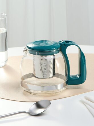 Чайник заварочный стекло, нержавеющая сталь, пластик, 0.75 л, с ситечком, Decotto-AS-750, 910111