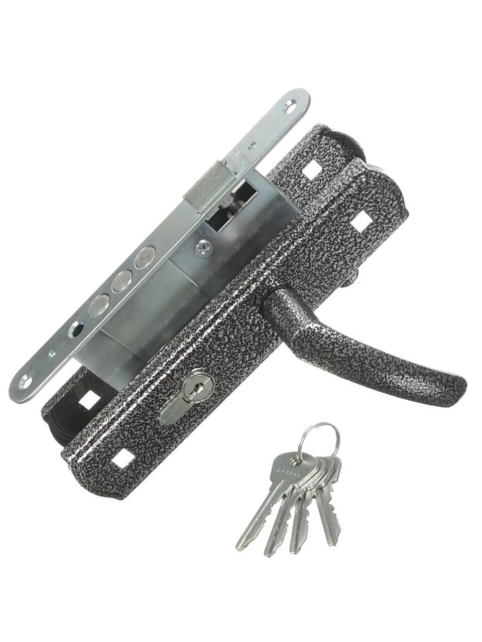 Замок врезной Avers, ЗВ4-1-8, 20747, ручка в комплекте, цилиндровый, серебряный