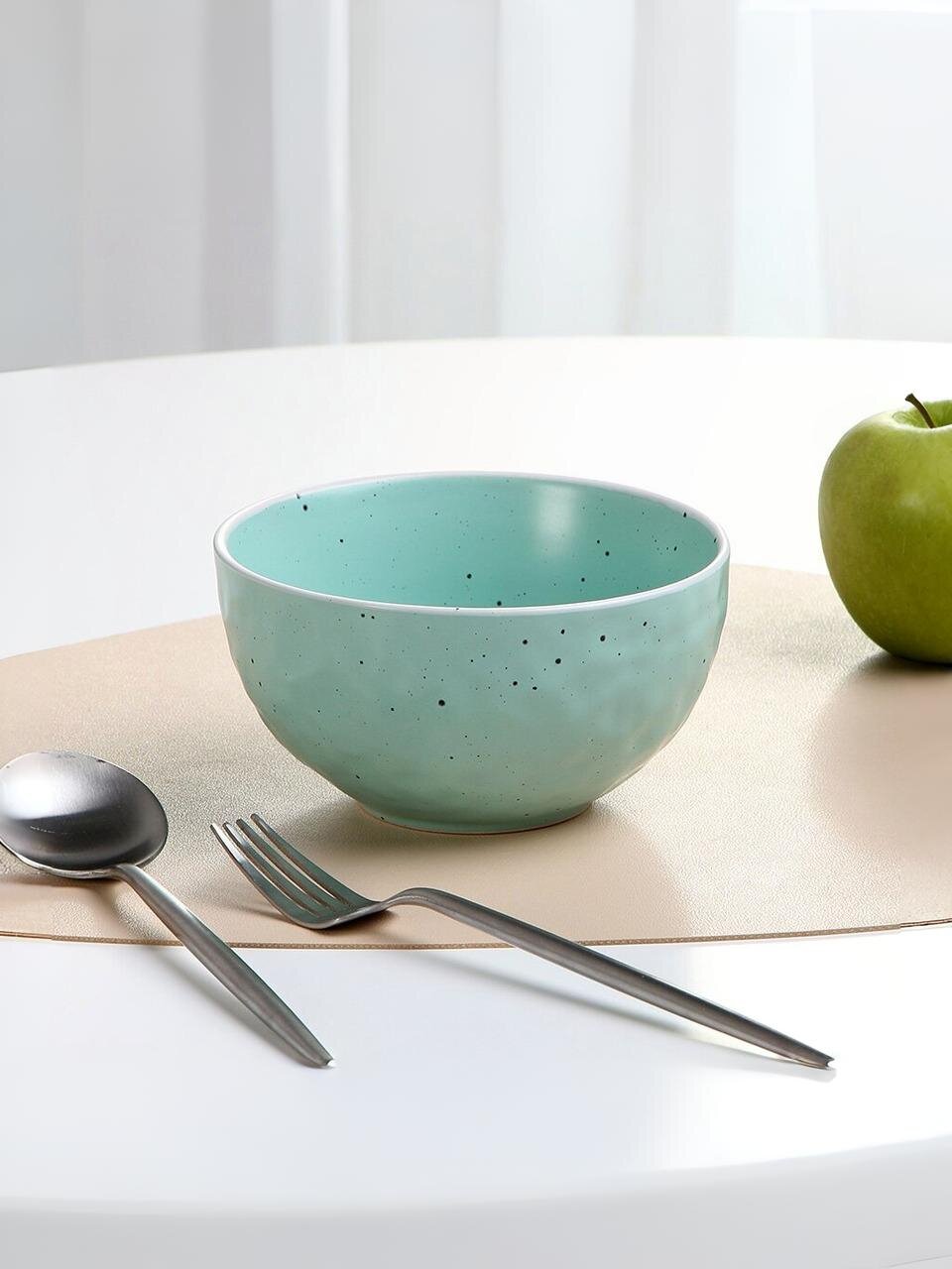 Салатник керамика, круглый, 14х8 см, 0.6 л, Colors, Domenik, DMD303, бирюзовый