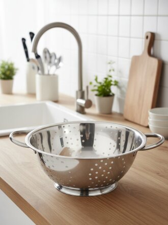 Дуршлаг нержавеющая сталь, 24 см, с ручкой, на ножке, серебристый, GS-08125-24