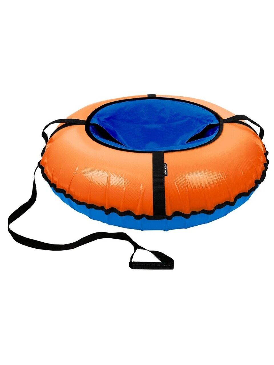 Санки-ватрушка Nika, Экономный, 80 см, 70 кг, с буксировочным тросом, с ручками, оранжевый/синие, ТБЭ-Т80/ОР