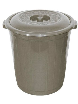 Бак для мусора пластик, 90 л, с крышкой, 54.5х54.5х64 см, серый, Милих, 1190