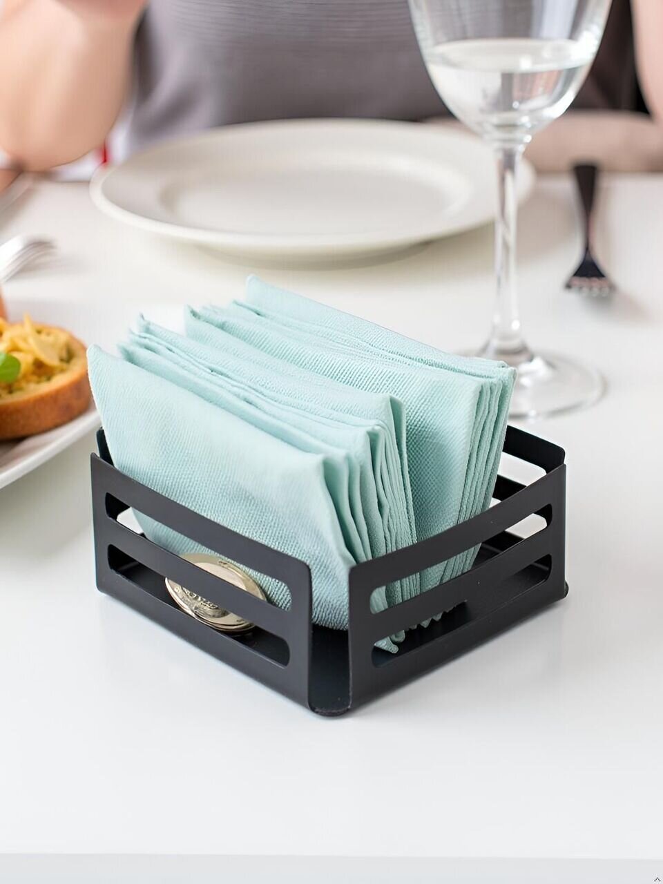 Салфетница металл, 13х13х4 см, черная, Y4-8382