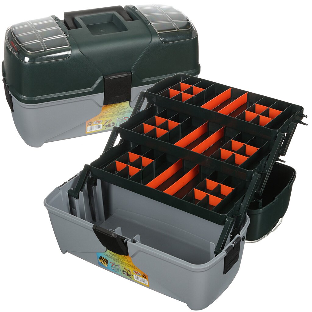 Ящик для инструментов, 19 '', 47х22х26 см, пластик, Profbox, Универсальный, пластиковый замок, 3 выдвижных лотка, 2 органайзера, Е-45 ящик inforce