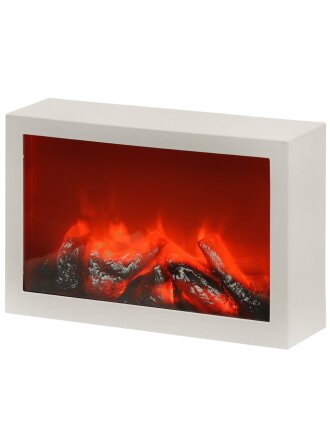 Фонарь декоративный 31х9.5х21 см, USB шнур, АА 3шт, пластик, стекло, Камин, M120013