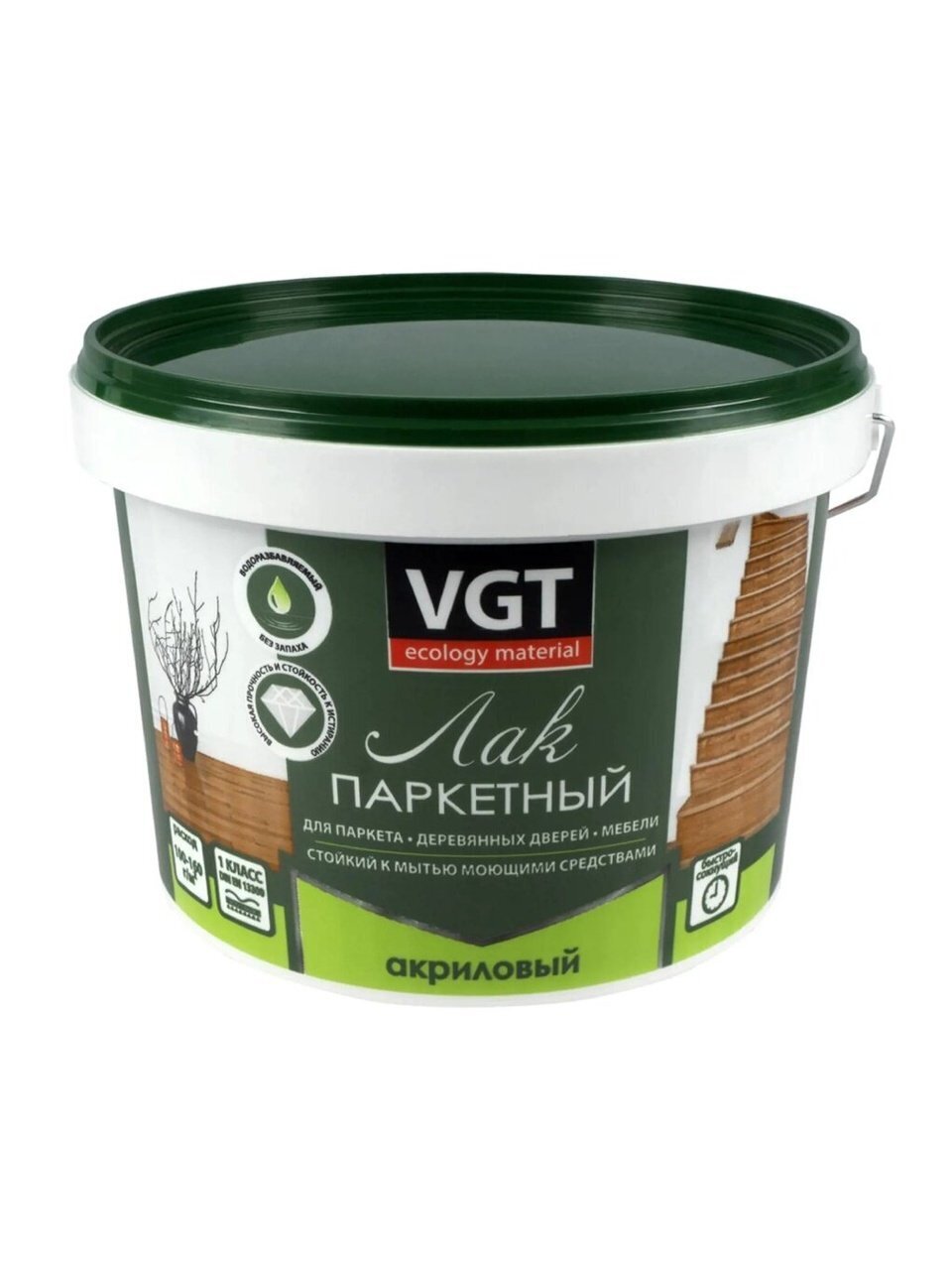 Лак VGT, паркетный, полуматовый, акриловый, для внутренних работ, 2.2 кг