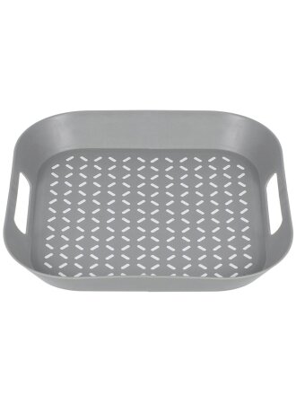 Поднос пластик, 34х34 см, серый, антискользящий, Y6-10708