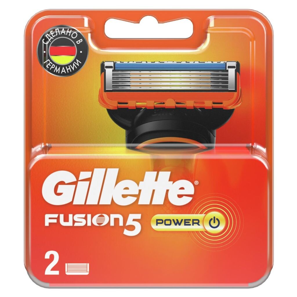 Сменные кассеты для бритв Gillette, Fusion Power, для мужчин, 2 шт сменные кассеты для бритв gillette slalom plus для мужчин 5 шт