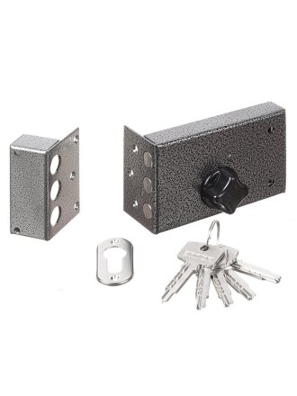 Замок накладной дверной, Аллюр, ЗН 1-5 В, 1 581, коробка, цилиндр, 5 ключей, серый