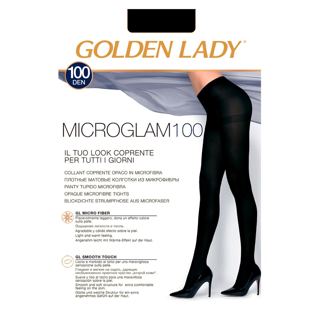 Колготки Golden Lady, Micro Glam, 100 DEN, р. 3, nero/черные, без шортиков
