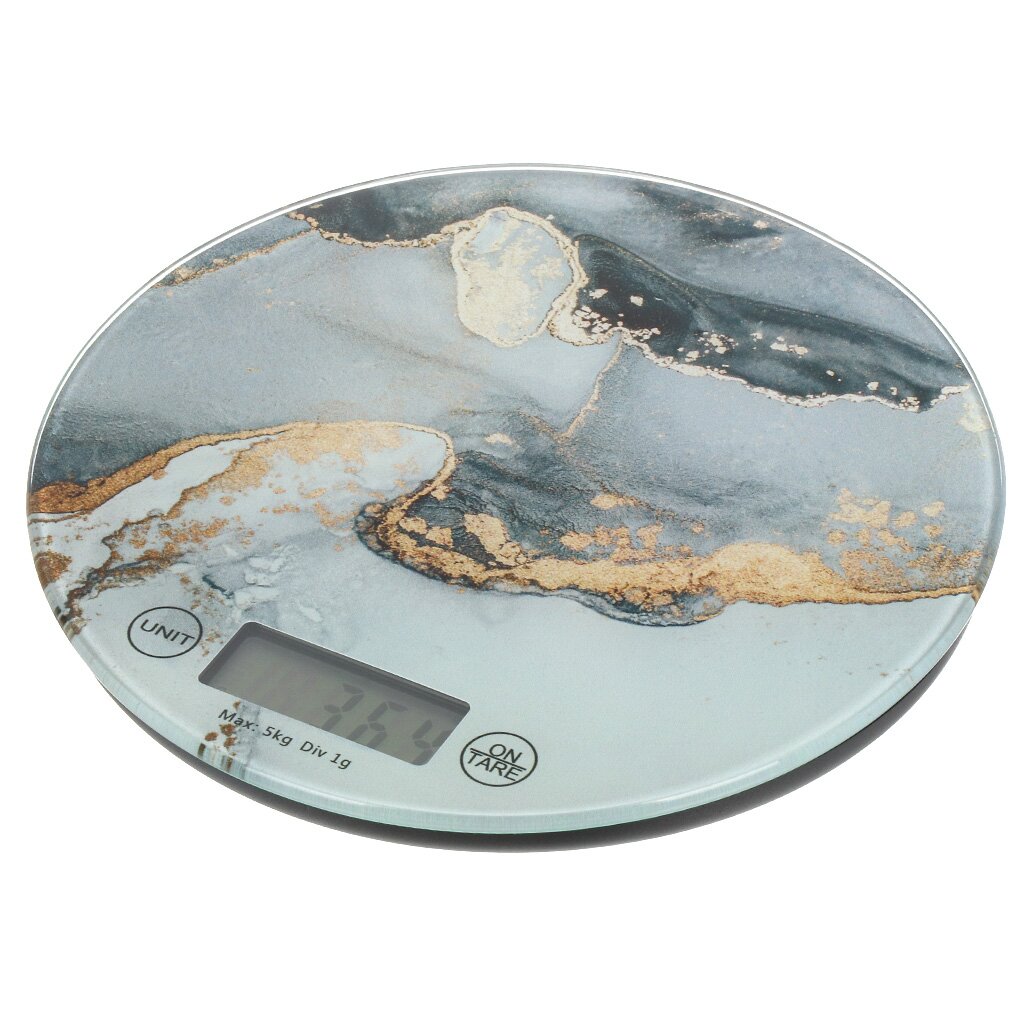 Весы кухонные электронные, стекло, Rion, Флюид, точность 1 г, до 5 кг, LCD-дисплей, PT-812