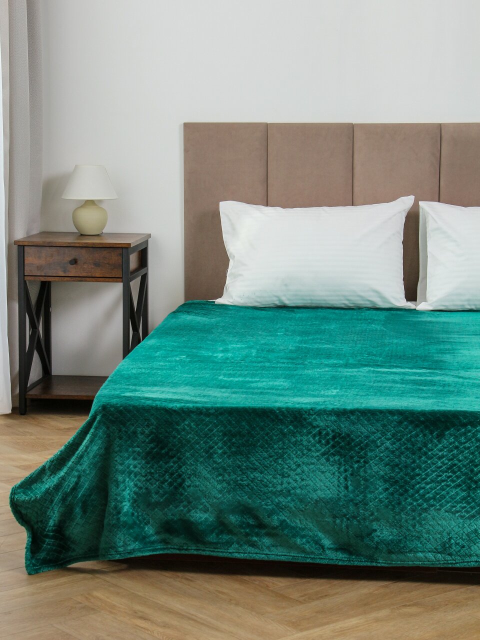 Плед евро, 200х220 см, велсофт жаккард, 100% полиэстер, Silvano, Ромб, зеленый, ST-330