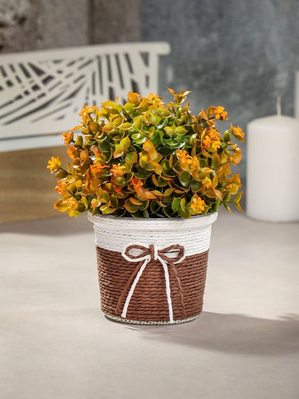 Цветок искусственный декоративный Композиция цветочная, в корзинке, 10х19 см, в ассортименте, Y4-3495