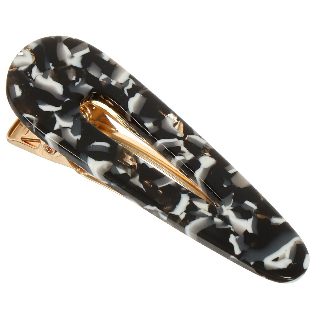 Заколка для волос 6 см, пластик, черно-золотой, TH06-04 стиль волн кольца шпильки нерегулярная стройная личность моды творческие совместные хвостовые кольца аксессуары для женщин и девочек