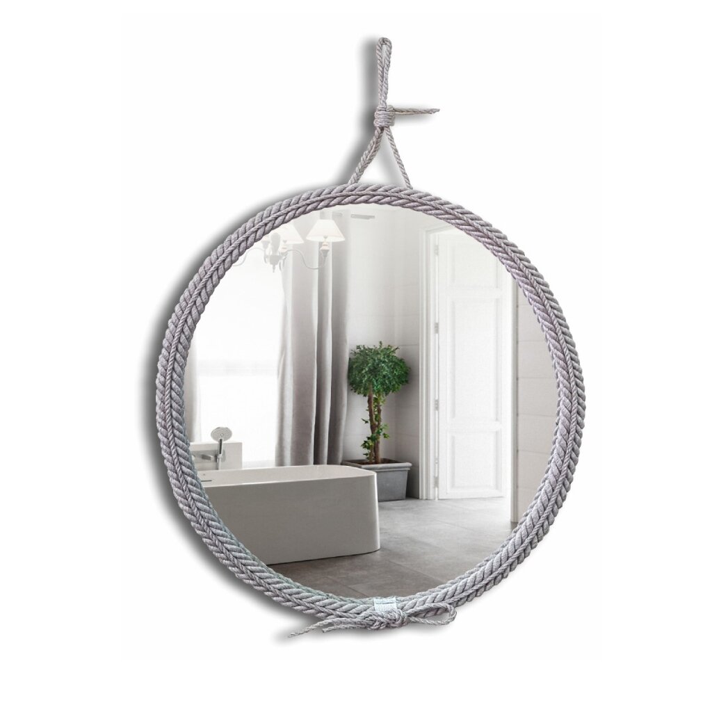 Зеркало 65 см Вестерн в обрамлении из джутовой веревки, фурнитура в комплекте
