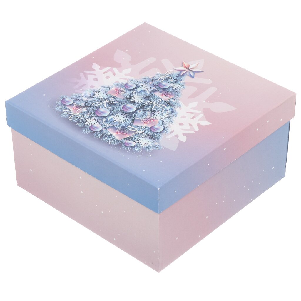 Подарочная коробка картон, 21х21х11 см, квадратная, Зимняя сказка, Д10103К.372.2