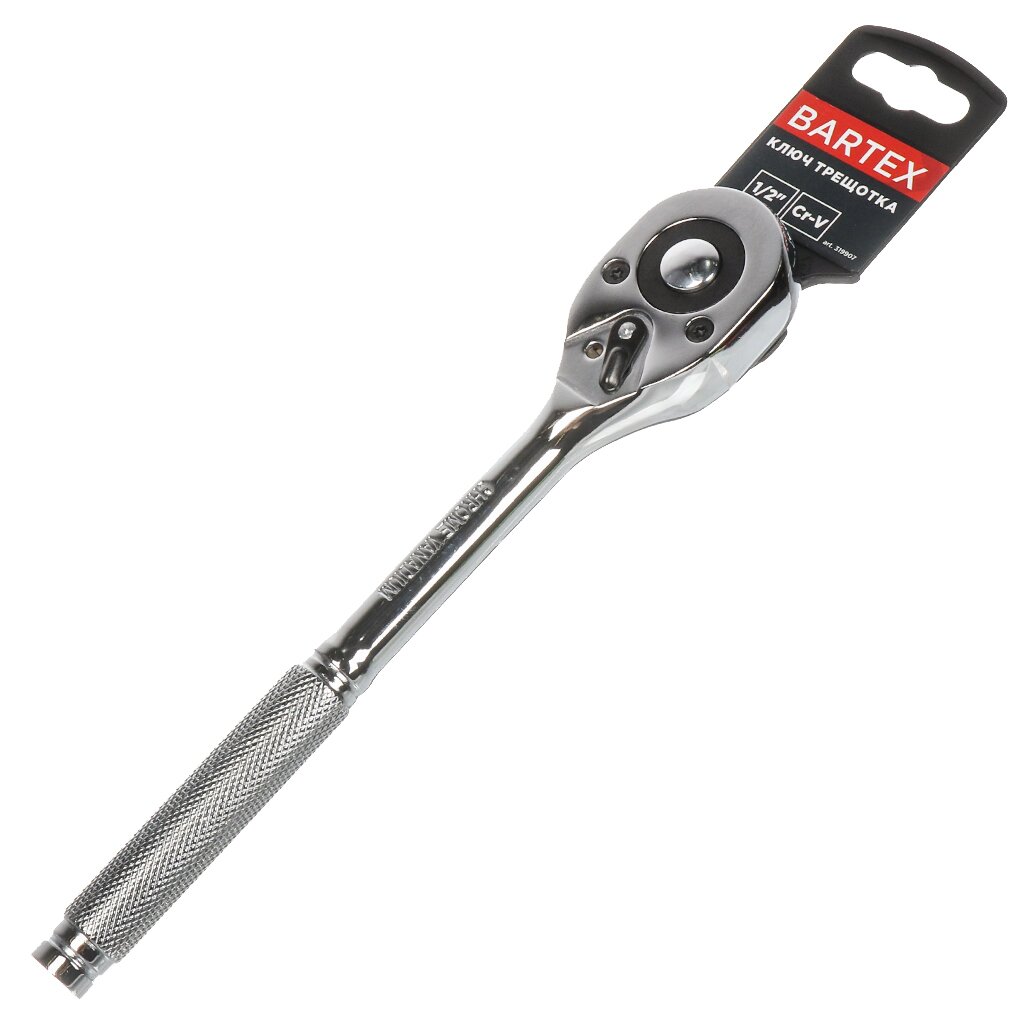 Ключ трещотка, Bartex, 250 мм, 1/2 '', CrV сталь, с переключателем ключ трещотка с переключателем bartex 1 2 полимерное покрытие crv быстрый сброс 2х компонентная ручка