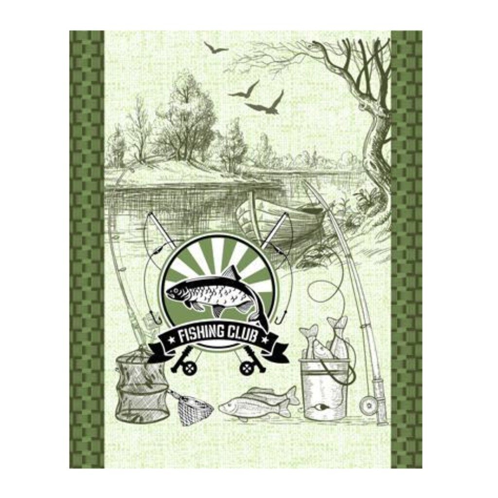 Полотенце кухонное вафельное, 45х60 см, 100% хлопок, Охота, зеленое, Россия