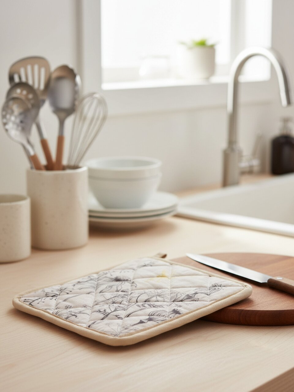 Прихватка 18х18 см, 100% хлопок, полевые цветы, Узб-н