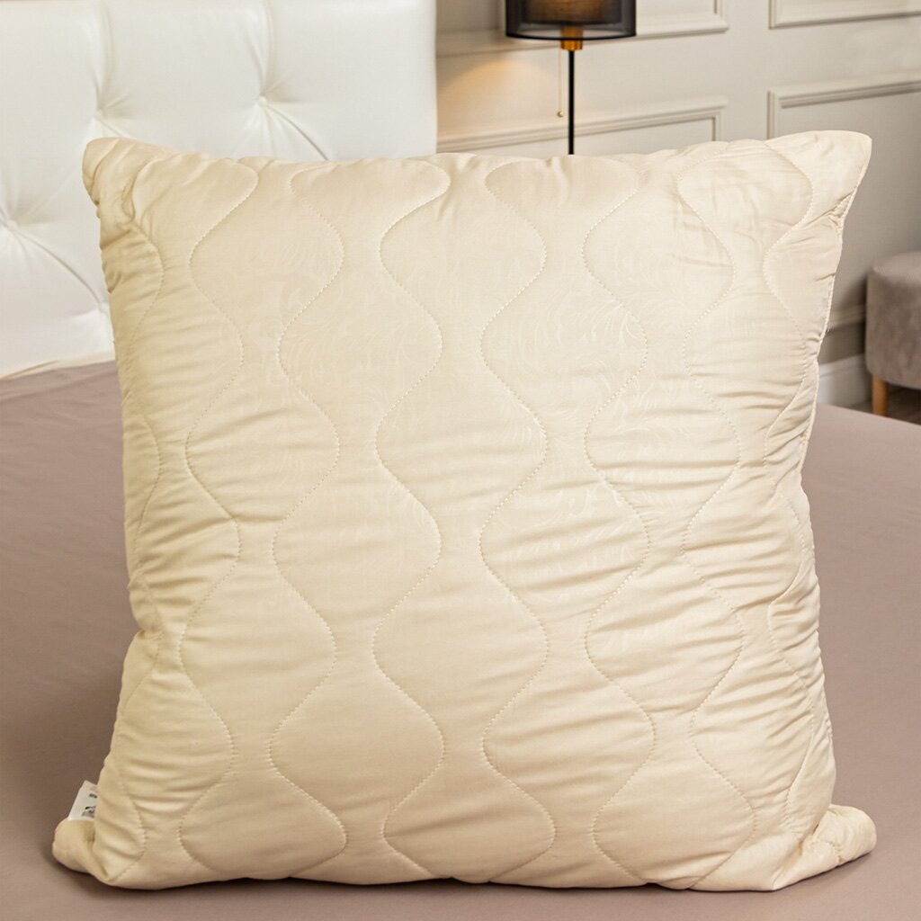 Подушка 70 х 70 см, холфитек, Бамбук, чехол микрофибра, эффект персика подушка 50х70 см микрофибра simply soft