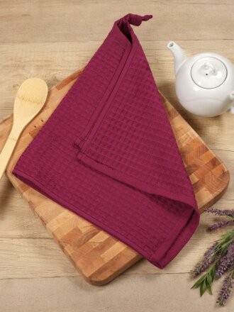 Полотенце кухонное вафельное, 40х60 см, 270 г/м2, 100% хлопок, Barkas, Эльза, сливовое, Узбекистан