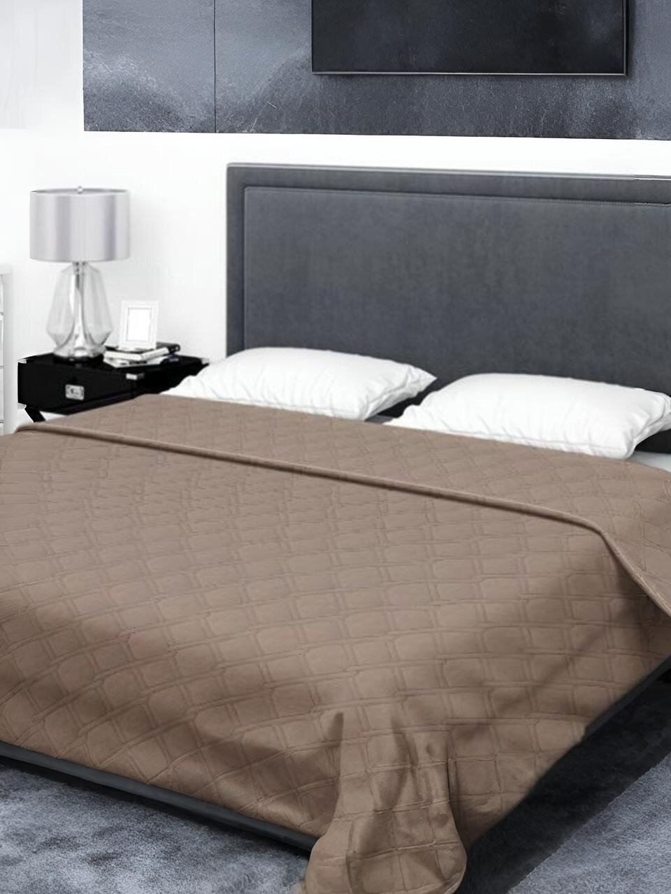 Покрывало евро, 200х210 см, 100% полиэстер, микрофибра, синтепон 80 г/м3, двухстороннее, Бояртекс, мокко