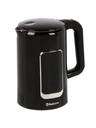 Чайник электрический Sakura, SA-2179DBK, черный, 1.7 л, 2200 Вт, скрытый нагревательный элемент, нержавеющая сталь, пластик