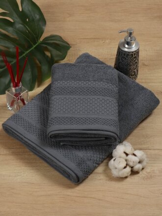 Полотенце банное 70х140 см, 100% хлопок, 600 г/м2, Пабло, Silvano, темно-серое, Узбекистан