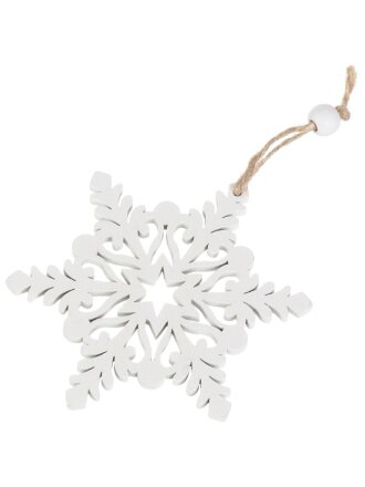 Елочное украшение Эко коллекция Снежинка, белое, 9.5 см, МДФ, Y4-8484