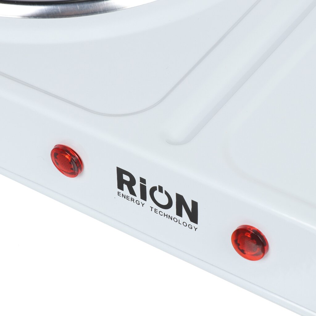 Плита электрическая Rion, 2000 Вт, 2 конфорки, спираль, эмаль, механическая, переключатель поворотный, белая