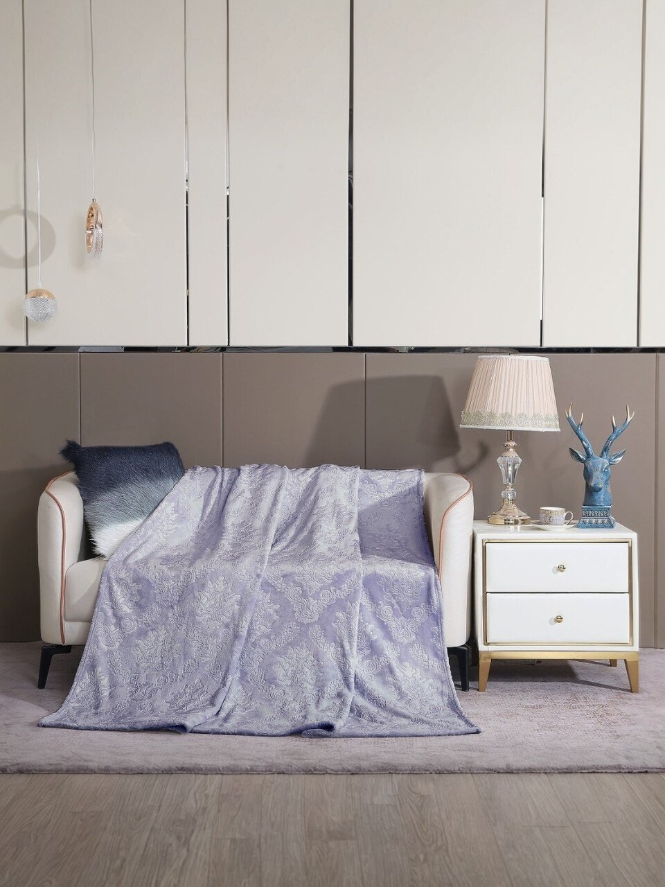 Плед евро, 200х220 см, велсофт жаккард, 100% полиэстер, Silvano, Fresco, серый, 200/099-FRE/LA