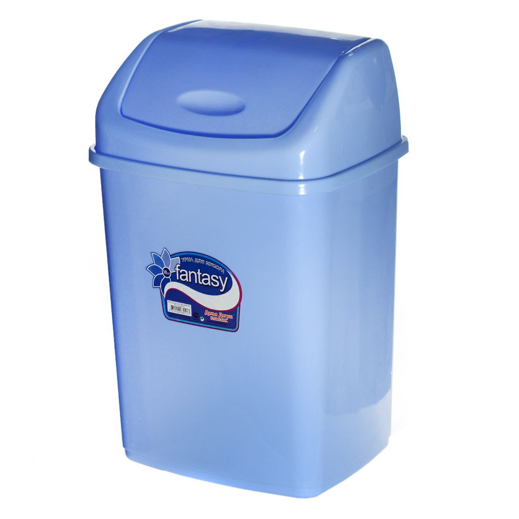 Контейнер для мусора пластик, 18 л, прямоугольный, плавающая крышка, голубой, Dunya Plastik, Sympaty, 09403