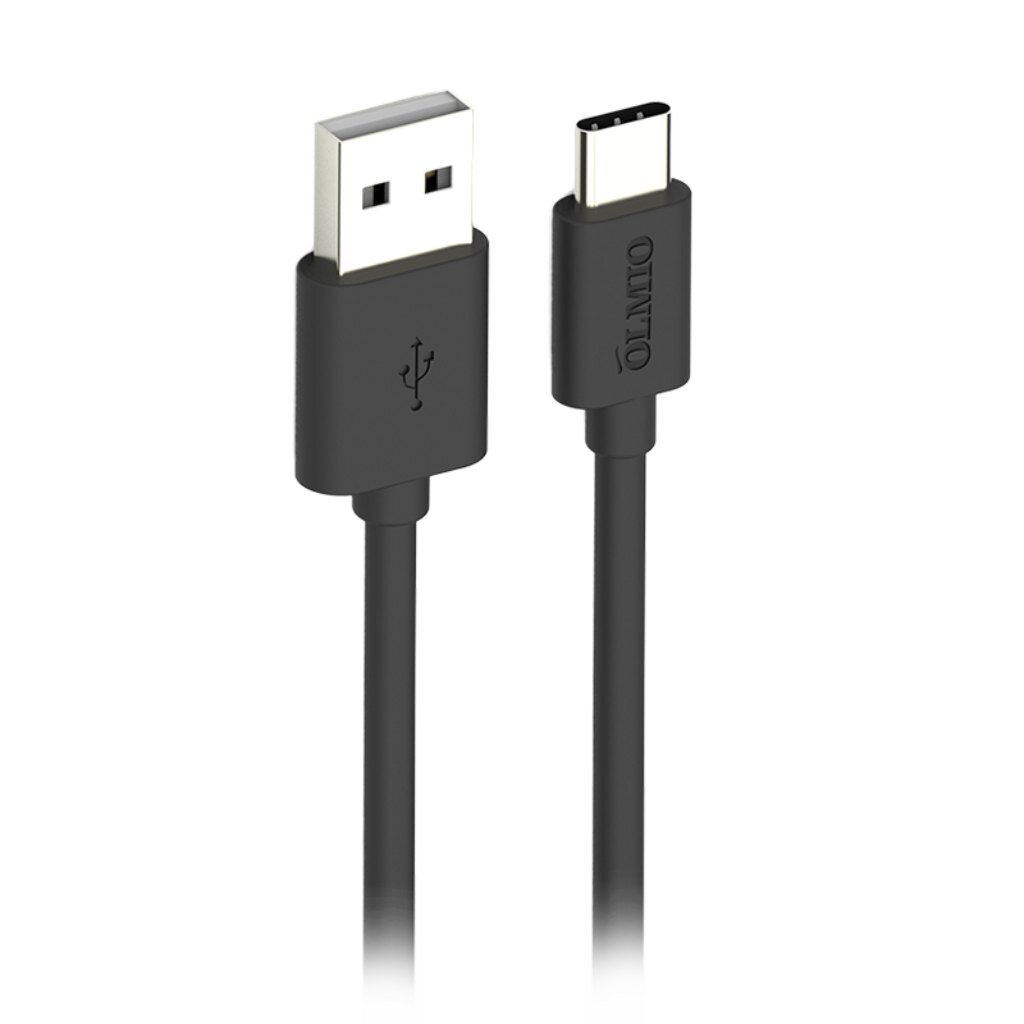 Кабель USB, OLMIO, Type-C, 2.1 А, 1 м, черный, 038773