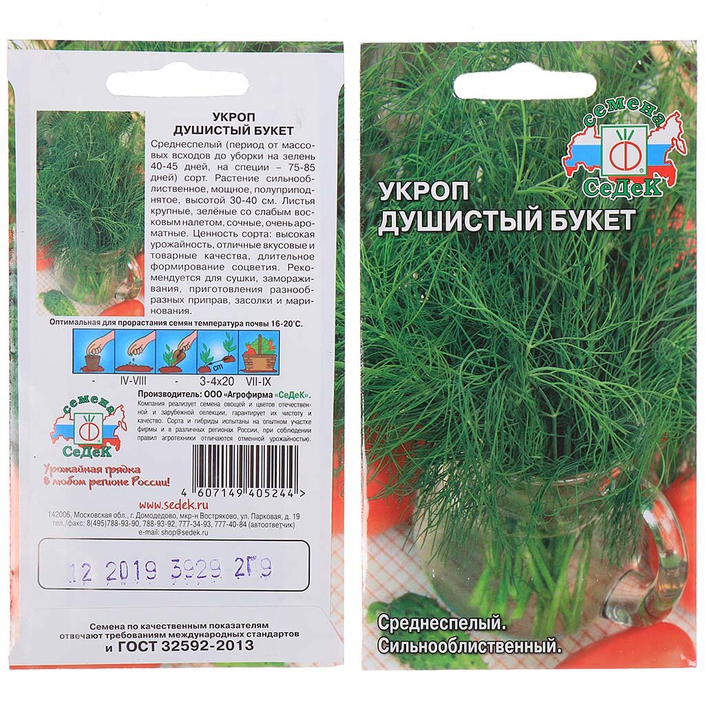 Семена Укроп, Душистый букет, 2 г, цветная упаковка, Седек лук душистый знахарь 0 5 г