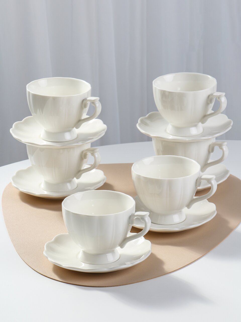 Набор чайный фарфор, 12 предметов, на 6 персон, 230 мл, белый, ТМ Глория, Bonjart, 202523, подарочная упаковка