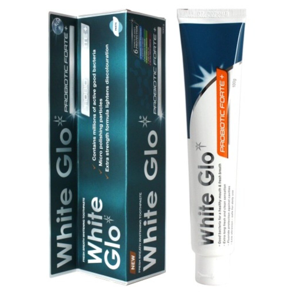 Зубная паста White Glo, Отбеливающая с пробиотиками, 100 г зубная нить revyline 840d expanding floss вощеная 50m white 6269