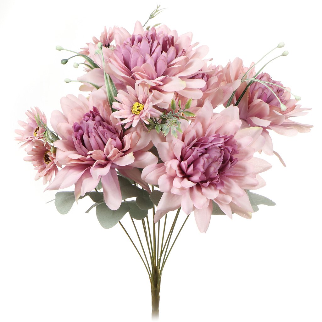 Цветок искусственный декоративный Хризантемы, 45 см, пыльно-розовый, Y4-3505
