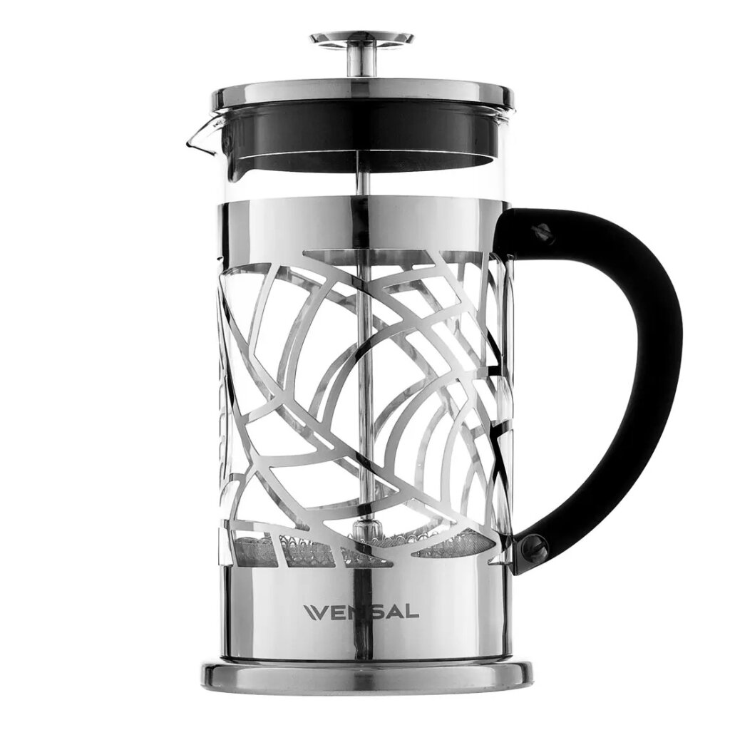 Френч-пресс 0.6 л, боросиликатное стекло, металл, Vensal, VS3403 кофе как профессия гид по искусству приготовления кофе