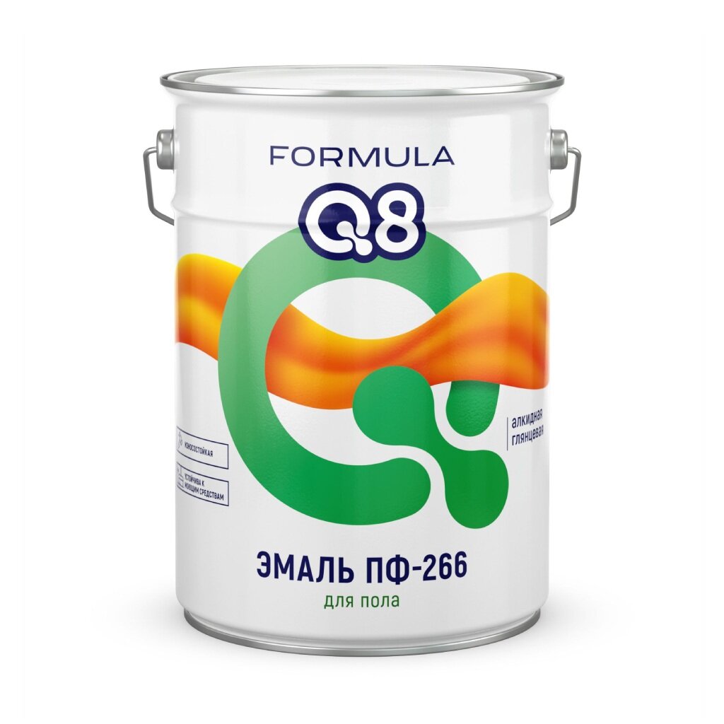 Эмаль Formula Q8, ПФ-226 Пром, для пола, алкидная, глянцевая, желто-коричневая, 6 кг